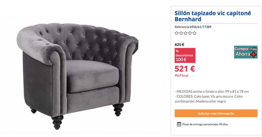 Sillón capitoné Bernhard