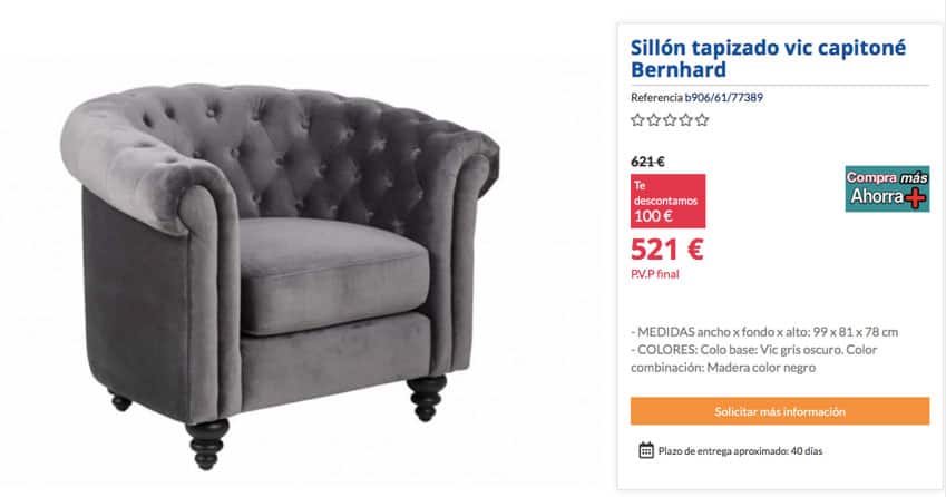 Sillón capitoné Bernhard