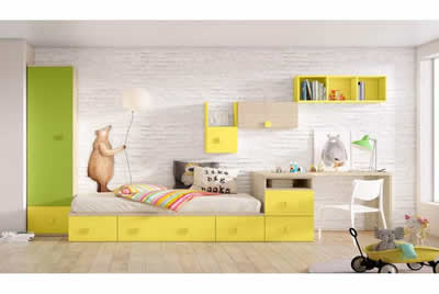 Dormitorio Juvenil Amarillo - Muebles El Paraíso